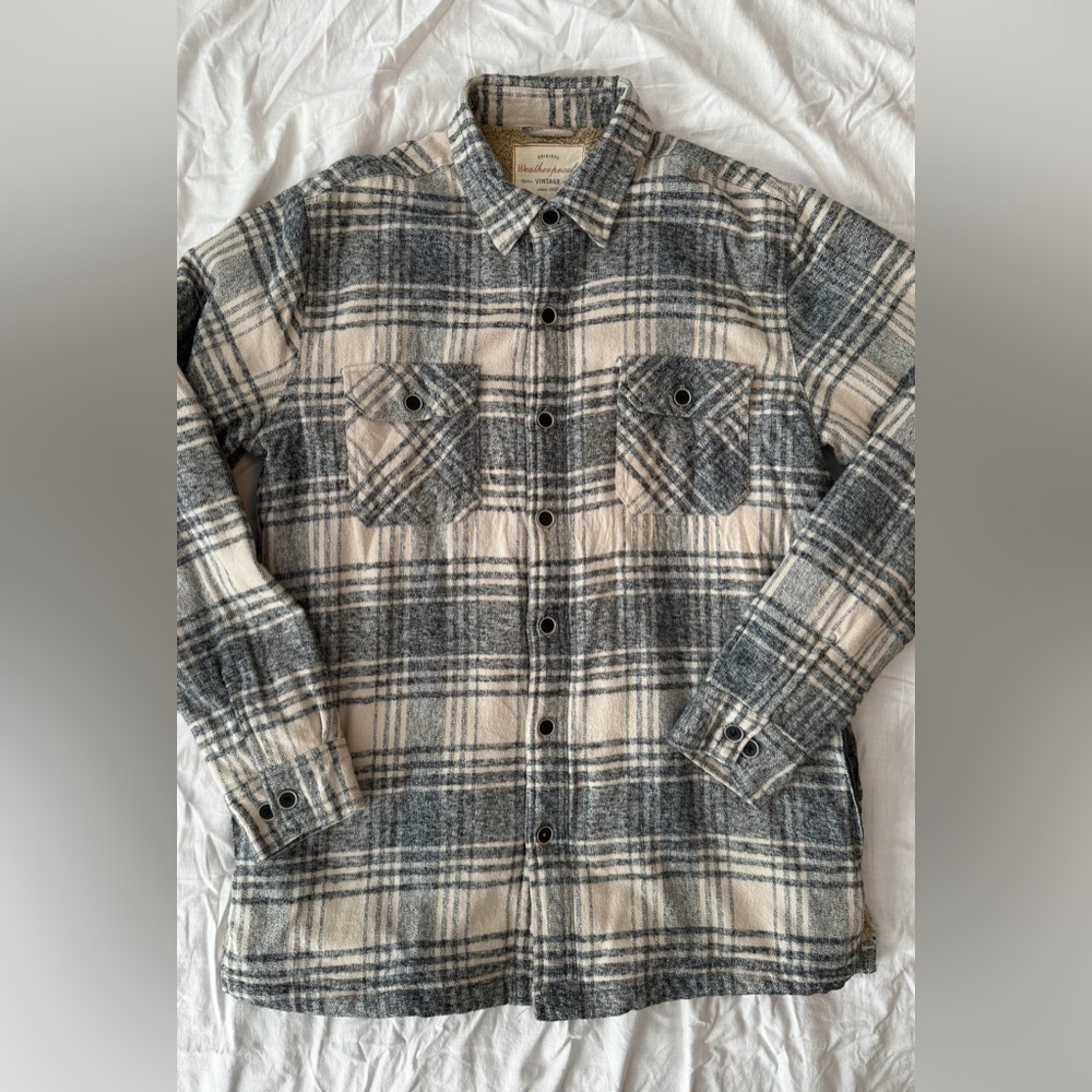 Weatherproof Gray and Cream Plaid Shirt Jacket